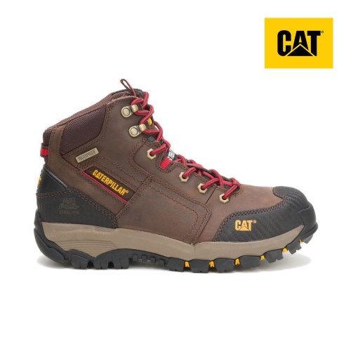 Caterpillar Navigator Mid Waterproof Steel Toe Werkschoenen Heren Bruin (VAXZ.NL)